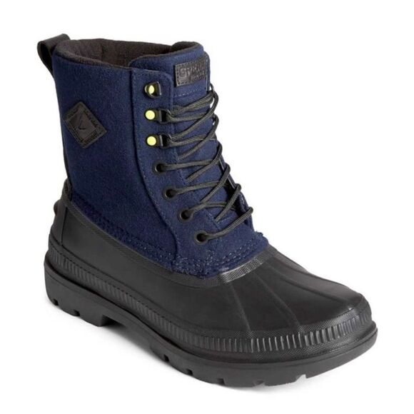 Sperry Mens Snow‎ Boots Lace Up Rubber Outsole Ice Bay Wool Navy Size 7.5